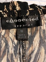 Connected Apparel Black Beige Brown SS Stretch Polyester Pullover Dress 12 EC!