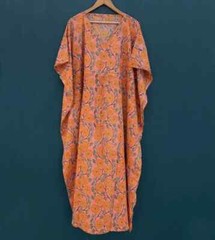 Indian Vintage 100% Cotton Long Beach Maxi Kaftan Dress One Size Caftan Kimono
