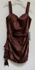 Satin Bustier Mini Dress Chocolate Brown Size 6 Corset Lace Up Back Cocktail GNO