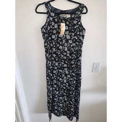 Kathie Lee Collection Reversible Floral Striped Sleeveless Midi Dress Small 4/6