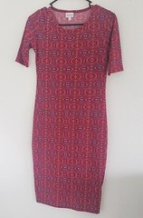 LuLaRoe Women&rsquo;s Fitted Raglan Sleeve Multicolored Rayon Dress Size XXS