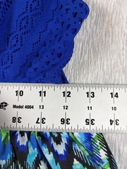 no boundaries Women’s Blue Maxi Dress Geometric Pattern Lace Overlay Bodice L