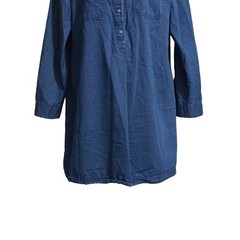 Old Navy Long Sleeve Chambray Shirt Dress In Dark Wash Blue Sz L