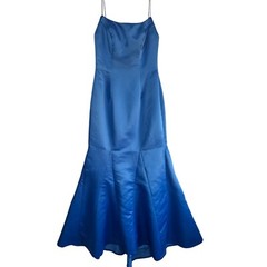 Jovani Blue Satin Sleeveless Rhinestone U Back Mermaid Trumpet Dress Size 10