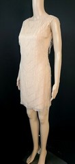 ALICE + OLIVIA Silk Pink Blush Beaded Allover Fringe Open Back Mini Dress Sz 0
