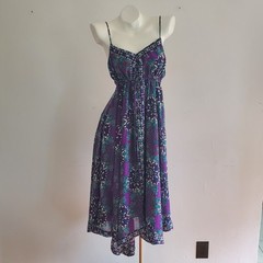 Nicole Miller Dress 12 Paisley Empire Waist Hanky Hem Boho Cowgirl Fairy Retro