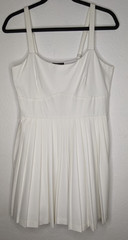 NEW~TRIXXI Cream Sleeveless Pleated Mini Dress Party Beachy Vacation M $56