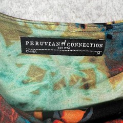 Peruvian Connection Dress Medium Multicolor Tropical Floral Stretch