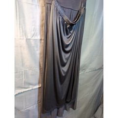 Rope Picnic Gray Ribbed Square Neck Spaghetti Strap Pleated Maxi Dress Size 38