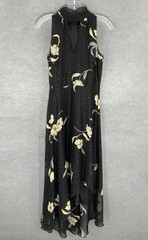 White House Black Market Dress Women 2 Halter Cutout Dark Floral Sleeveless Maxi