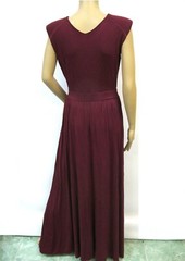 Women’s Sleeveless V Neck Cut Out Detail Maxi A-Lined Dress Size M~L Burgundy