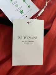 Seraphine puff sleeve button up red maternity midi dress size 6 NWT Soft