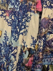 Antica Sartoria Boho Blue Coral Reef Tassel Mini Dress – Mediterranean Style New