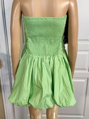 MINT COLORED STRAPLESS DROP WAIST BUBBLE HEM MINI DRESS WITH POCKETS – NWT