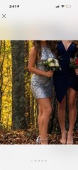 Women’s Silver Sequin Halter Neck Strappy Back Mini Bodycon Dress size 4