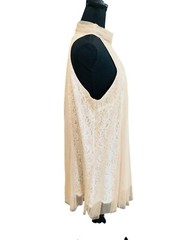 NWT RYU IVORY DRESS TAN TULLE NUDE LACE TIE NECK HALTER M Party Wedding Cocktail