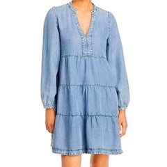 Aqua Tencel V-neck blue Babydoll dress size small