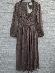 NEW Reformation Oria Dress Brown Motif Honey Womens Size 6 US
