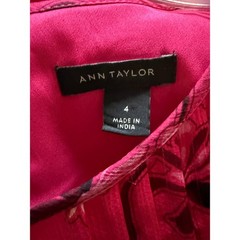 Ann Taylor Sz 4 Hot Pink Dress Floral Flowy Feminine Lined Work Church Modest