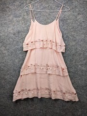 Alya Tank Top dress Womens size Small Pink layered Adjustable Straps Lightweight