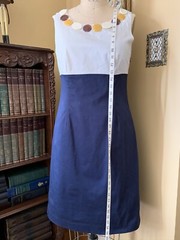 Boden Navy & Off White Colorblock~unique Button Neckline~size UK10R~US6R~Classy!