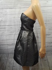 GUESS Gold Silver Metallic Strapless Cocktail Party Dress Sz 2 Stretch Pleated
