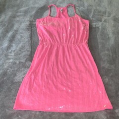 Size Medium Aeropostale Solid Pink Fully Sequined Mini Tank Dress Racerback GUC