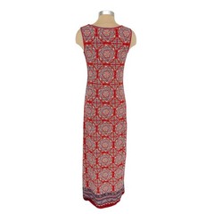 Max Studio Maxi Tank Dress Red Floral Sleeveless Side Slit Pullover Womens Small