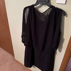 Black With Silver Sequins Design Lined One Piece Dress Size 16
