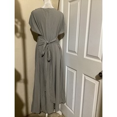 Halara NWOT Grey V-Neck Wrap Maxi Dress with Pockets Flutter Sleeve Tie Back XL