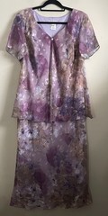 VTG Lady Dorby Maxi Dress Attached Jacket Womens 14W Purple Pink Floral Print