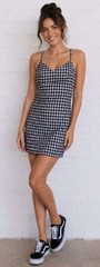 NWT Forever 21 S 4 6 Black White Plaid Cami Mini Slip Dress Adjustable Straps