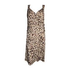 JESSICA LONDON Brown Tan Animal Print Pullover Sleeveless Dress Womens Size 16