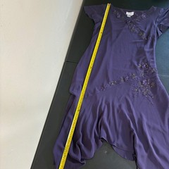VTG Adrianna Papell Whimsigoth Beaded Floral Maxi Dress 22W Purple Fairy