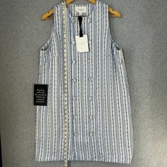 Pomander Place Tuckernuck Bianca Mini Dress Blue Tweed Sleeveless Size Large NWT