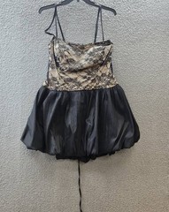 B. Darlin Plus Size Lace Bubble-Hem Dress 24W Black Straight Neck Back Zip