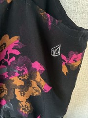 Volcom Mini Dress Floral Print Size S Black Pink Casual Summer Skater