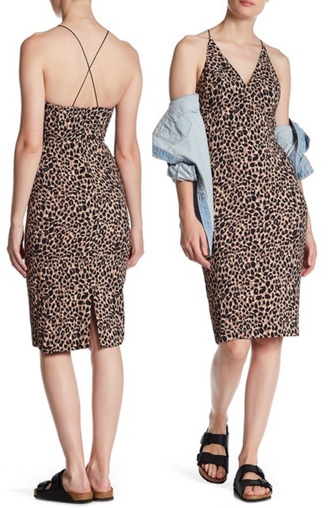 TOPSHOP Print LEOPARD Plunge Bodycon Dress Sz:12 US — $110 now $55.99