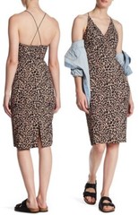 TOPSHOP Print LEOPARD Plunge Bodycon Dress Sz:12 US — $110 now $55.99