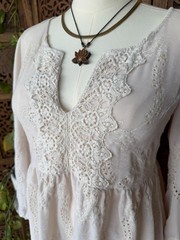 Love Johnny Was Sabina baby doll velvet cream boho dress size medium
