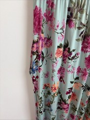 Bellamie Women’s Teal Floral Pattern Boho Maxi Dress Short Sleeve No Size Boho