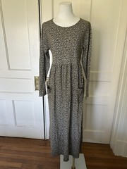 Vtg. Jones New York Floral Peasant Midi Dress Womens Size Large Brown White NWT