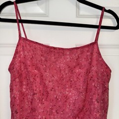 Buyer Too Vintage Dress Size 7 Pink Ditsy Floral Spaghetti Strap Fairycore Sun