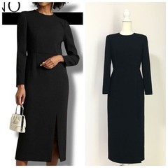 Used Valentino Wool Slit Dress Size 40 Black Length 120cm
