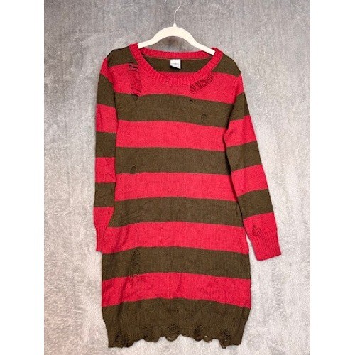 Spirit Halloween Nightmare on Elm Street Freddy Krueger Striped Sweater Dress M