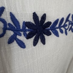 J. Marie 100% Linen Embroidered Blue Floral Mini Dress S Coastal Cottagecore