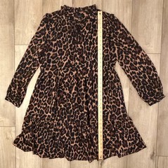 J. Crew Tie-Neck Tiered Dress in Leopard Crinkle Chiffon-Women&rsquo;s M-AR673