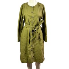 J Crew Green Long Sleeve Button Front Safari Utility Shirt Dress size medium