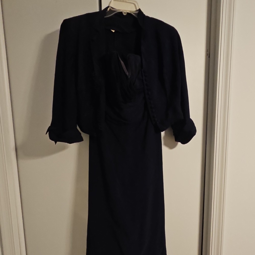 Women’s Navy Spaghetti Strap Dress w/ Matching Jacket Size 4? 3/4 jacket sleeve