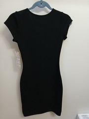 Almost Famous Colorblock Knit Bodycon Dress Black/Taupe V-Neck Short Sleeve M